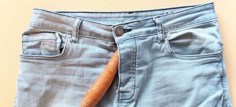 Karotten symbolisieren einen durch Limonade vergrößerten Penis